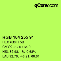 カラーコード: RGB 184 255 91 | qconv.com