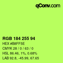 Color code: RGB 184 255 94 | qconv.com