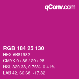 颜色代码: RGB 184 25 130 | qconv.com