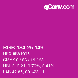 Color code: RGB 184 25 149 | qconv.com