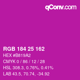 Color code: RGB 184 25 162 | qconv.com