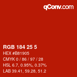 Color code: RGB 184 25 5 | qconv.com
