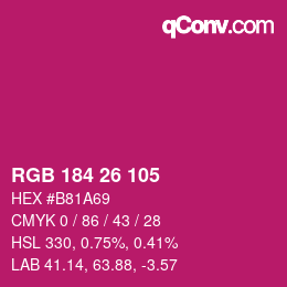 カラーコード: RGB 184 26 105 | qconv.com