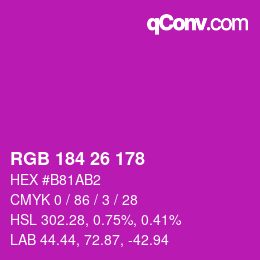 Color code: RGB 184 26 178 | qconv.com