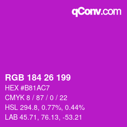 Color code: RGB 184 26 199 | qconv.com