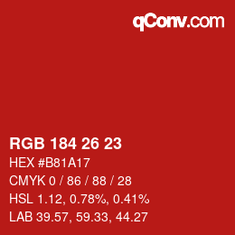 カラーコード: RGB 184 26 23 | qconv.com