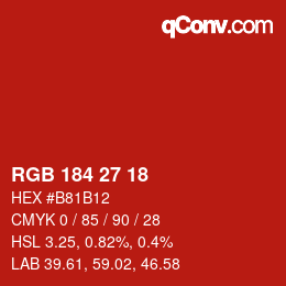 Color code: RGB 184 27 18 | qconv.com