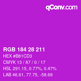 カラーコード: RGB 184 28 211 | qconv.com