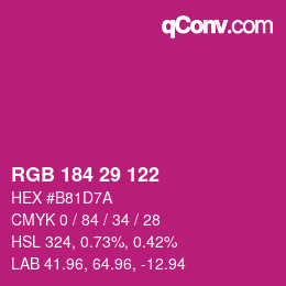 カラーコード: RGB 184 29 122 | qconv.com