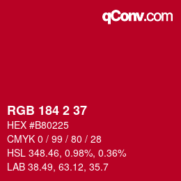カラーコード: RGB 184 2 37 | qconv.com
