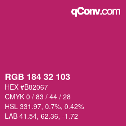 Color code: RGB 184 32 103 | qconv.com