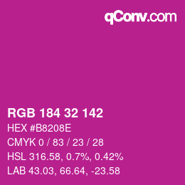 Color code: RGB 184 32 142 | qconv.com
