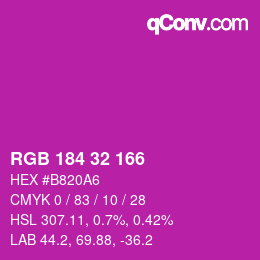 カラーコード: RGB 184 32 166 | qconv.com