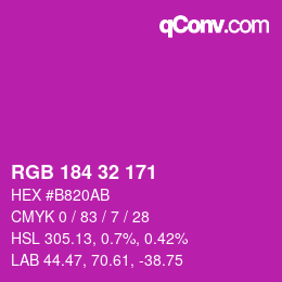 Color code: RGB 184 32 171 | qconv.com