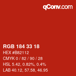 カラーコード: RGB 184 33 18 | qconv.com