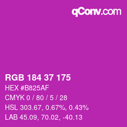 カラーコード: RGB 184 37 175 | qconv.com