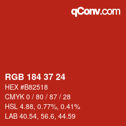 カラーコード: RGB 184 37 24 | qconv.com