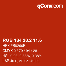 カラーコード: RGB 184 38.2 11.6 | qconv.com