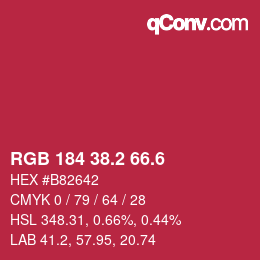 カラーコード: RGB 184 38.2 66.6 | qconv.com