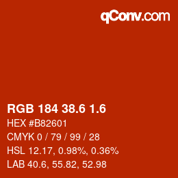 カラーコード: RGB 184 38.6 1.6 | qconv.com