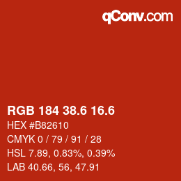カラーコード: RGB 184 38.6 16.6 | qconv.com