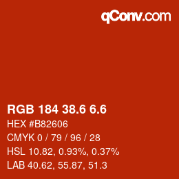 カラーコード: RGB 184 38.6 6.6 | qconv.com