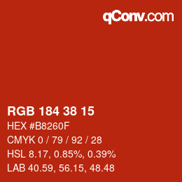 Color code: RGB 184 38 15 | qconv.com