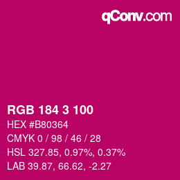 Color code: RGB 184 3 100 | qconv.com