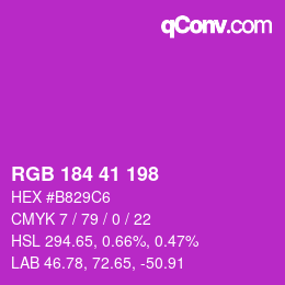 Color code: RGB 184 41 198 | qconv.com