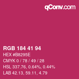 カラーコード: RGB 184 41 94 | qconv.com