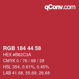 Código de color: RGB 184 44 58 | qconv.com