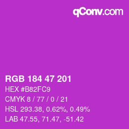 Color code: RGB 184 47 201 | qconv.com