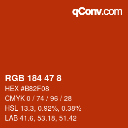 Color code: RGB 184 47 8 | qconv.com