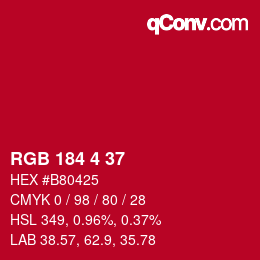 Color code: RGB 184 4 37 | qconv.com