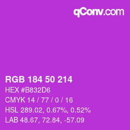 Color code: RGB 184 50 214 | qconv.com