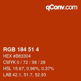 颜色代码: RGB 184 51 4 | qconv.com