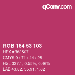 カラーコード: RGB 184 53 103 | qconv.com