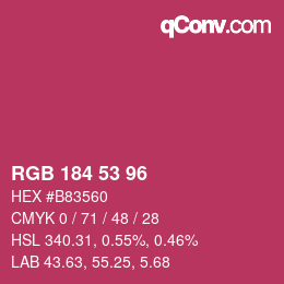 Color code: RGB 184 53 96 | qconv.com