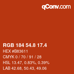 カラーコード: RGB 184 54.8 17.4 | qconv.com