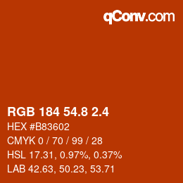 カラーコード: RGB 184 54.8 2.4 | qconv.com
