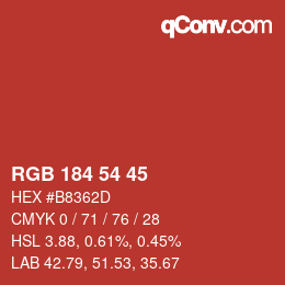 Color code: RGB 184 54 45 | qconv.com