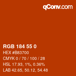 颜色代码: RGB 184 55 0 | qconv.com