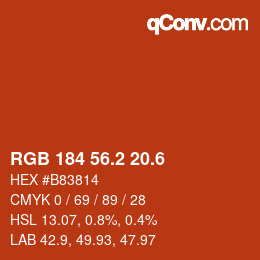 カラーコード: RGB 184 56.2 20.6 | qconv.com