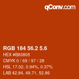 カラーコード: RGB 184 56.2 5.6 | qconv.com