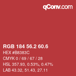 カラーコード: RGB 184 56.2 60.6 | qconv.com