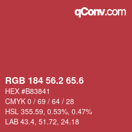 カラーコード: RGB 184 56.2 65.6 | qconv.com