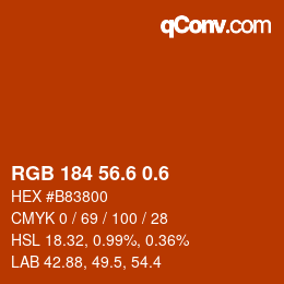 カラーコード: RGB 184 56.6 0.6 | qconv.com
