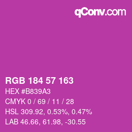 カラーコード: RGB 184 57 163 | qconv.com