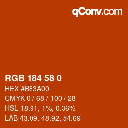 Color code: RGB 184 58 0 | qconv.com