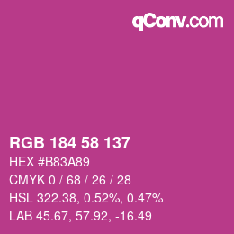 Color code: RGB 184 58 137 | qconv.com